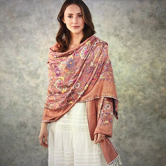 Sundance New Primavera Paisley Wrap Scarf Fringed Soft - Picture 1 of 15